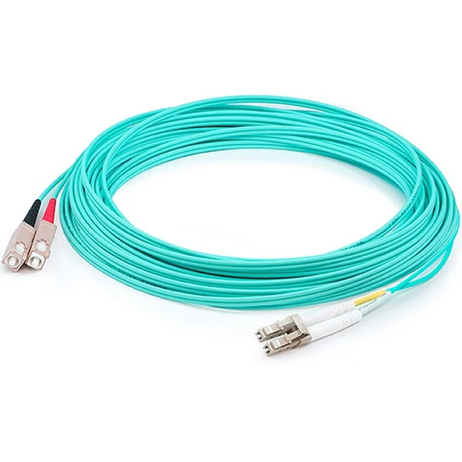 AddOn 98m LC (Male) to SC (Male) Straight Aqua OM4 Duplex Plenum Fiber Patch Cable