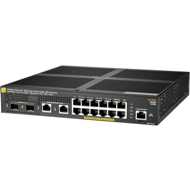 Aruba 2930F 12G PoE+ 2G/2SFP+ Switch - 12 Ports - Manageable - Gigabit Ethernet, 10 Gigabit Ethernet - 10/100/1000Base-T, 10GBase-X - 3 Layer Supported - Modular - 170 W Power Consumption - Twisted Pair, Optical Fiber - Rack-mountable - Lifetime Limited W
