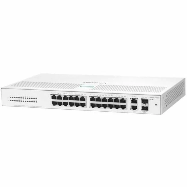 Aruba Instant On 1430 26G 2SFP Switch - 26 Ports - Gigabit Ethernet - 10/100/1000Base-T, 1000Base-X - 2 Layer Supported - Modular - 2 SFP Slots - 16.40 W Power Consumption - Twisted Pair, Optical Fiber - 1U High - Rack-mountable, Cabinet Mount, Table Top,