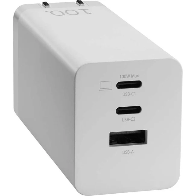 Asus 100W 3-Port GaN Charger - 1 Pack - 100 W - 120 V AC, 230 V AC Input - 5 V DC/5 A, 9 V DC, 15 V DC, 20 V DC, 12 V DC Output - Black