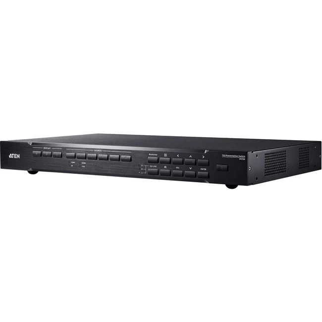 Aten VP2730 7 x 3 Presentation Matrix Switch with Streaming, HDBaseT-TAA Compliant - 1920 x 1200 - Twisted Pair - 7 x 3 - 2 x HDMI Out - 1 x DisplayPort In