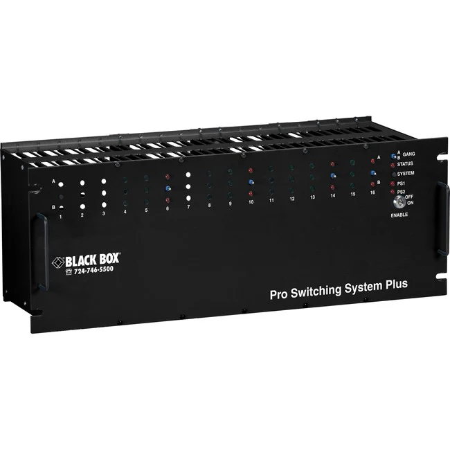 Black Box Pro Switching Gang Switch Chassis - 4U, 18-Card Slot - TAA Compliant - 1 Layer Supported - Modular - 4U High - Rack-mountable - 1 Year Limited Warranty