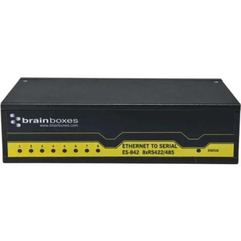 Brainboxes 8 Port RS422/485 Ethernet to Serial Adapter - DIN Rail Mountable, Wall-mountable - TAA Compliant