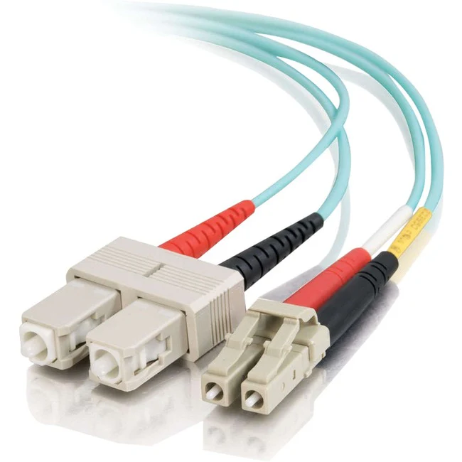 C2G 15m LC-SC 10Gb 50/125 OM3 Duplex Multimode PVC Fiber Optic Cable - Aqua