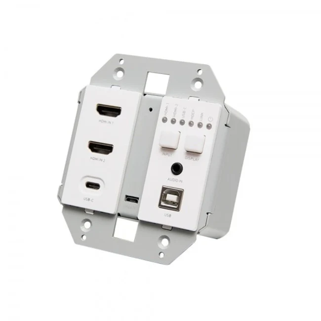 C2G Video Extender Transmitter - 2 Input Device - 230 ft Range - 1 x Network (RJ-45) - 3 x USB - 2 x HDMI In - 4K UHD - Wall Plate