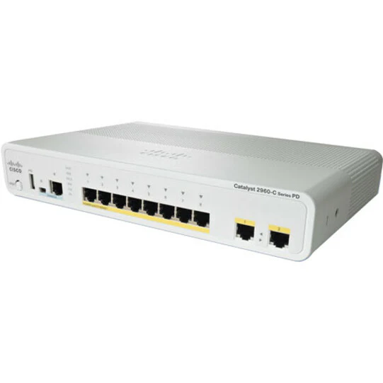 Cisco Catalyst 2960CPD-8PT-L Ethernet Switch - 8 Ports - Manageable - Fast Ethernet, Gigabit Ethernet - 10/100Base-TX, 10/100/1000Base-T - Refurbished - 2 Layer Supported - Twisted Pair - PoE Ports - 1U High - Rack-mountable, Desktop, Wall Mountable - Lif