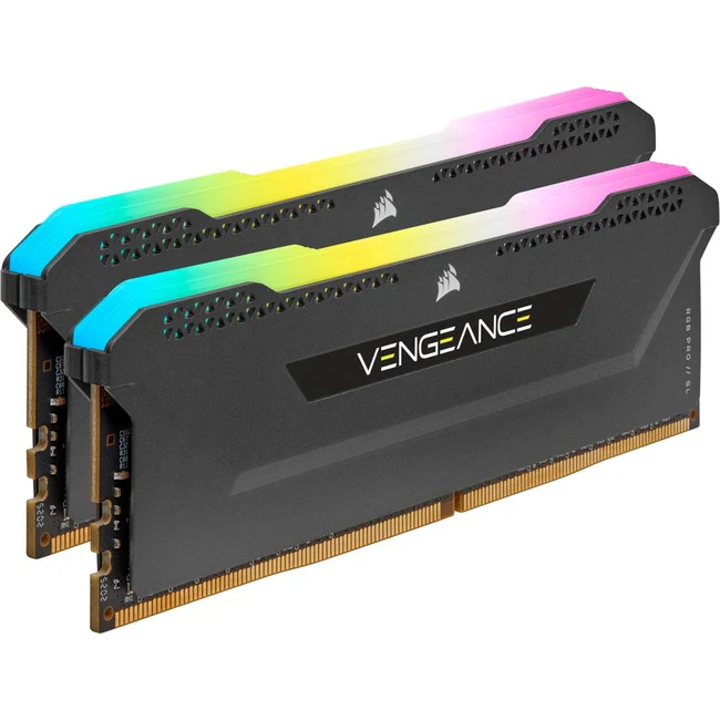 Corsair VENGEANCE RGB PRO SL 16GB (2x8GB) DDR4 DRAM 3200MHz C16 Memory Kit - Black - For Motherboard, Desktop PC - 16 GB (2 x 8GB) - DDR4-3200/PC4-25600 DDR4 SDRAM - 3200 MHz - CL16 - 1.35 V - 288-pin - DIMM - Lifetime Warranty
