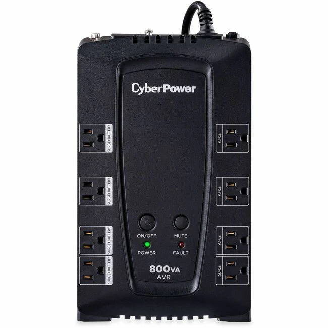 CyberPower CP800AVR AVR UPS Systems - 800VA/450W, 120 VAC, NEMA 5-15P, Compact, 8 Outlets, PowerPanel&reg; Personal, $200000 CEG, 3YR Warranty