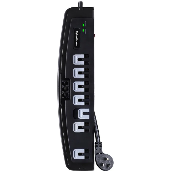 CyberPower CSP706T Professional 7 - Outlet Surge with 1650 J - Clamping Voltage 400V, 6 ft, NEMA 5-15P, 15 Amp, EMI/RFI Filtration, Black, Lifetime Warranty