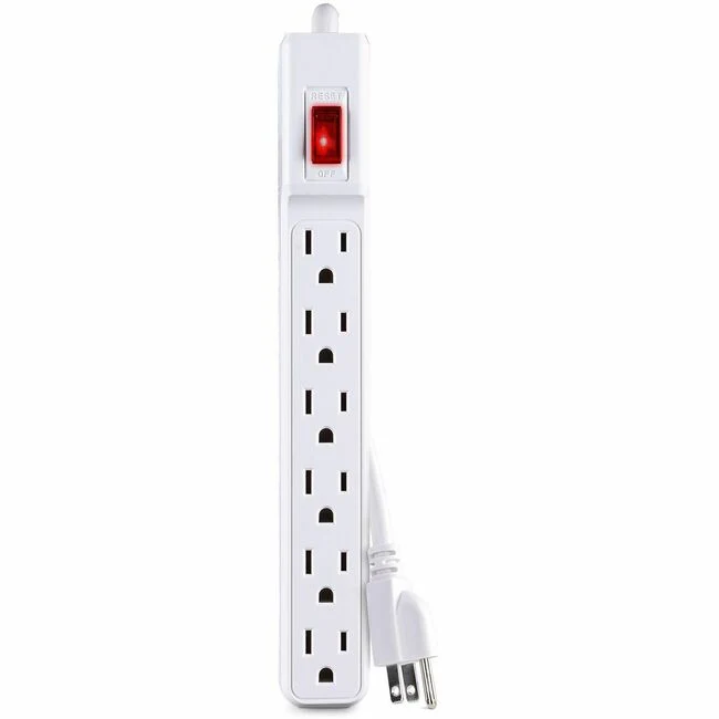 CyberPower GS60304 Power Strips 6 Outlet Power Strip - 3 ft, NEMA 5-15P Plug Type, Straight Plug Style, 15 Amp, White, 1YR Warranty