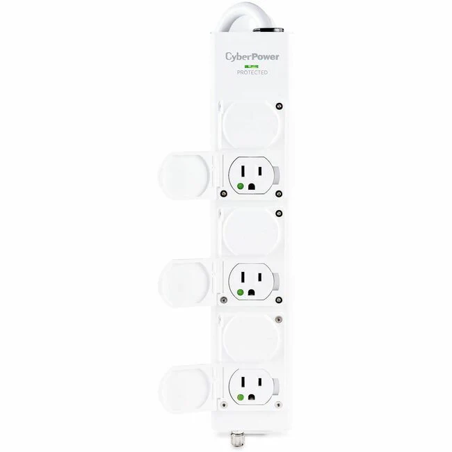 CyberPower MPV615S Professional 6 - Outlet Surge with 1560 J - Clamping Voltage 600V, 15 ft, NEMA 5-15P-HG, EMI/RFI Filtration, White, Lifetime Warranty