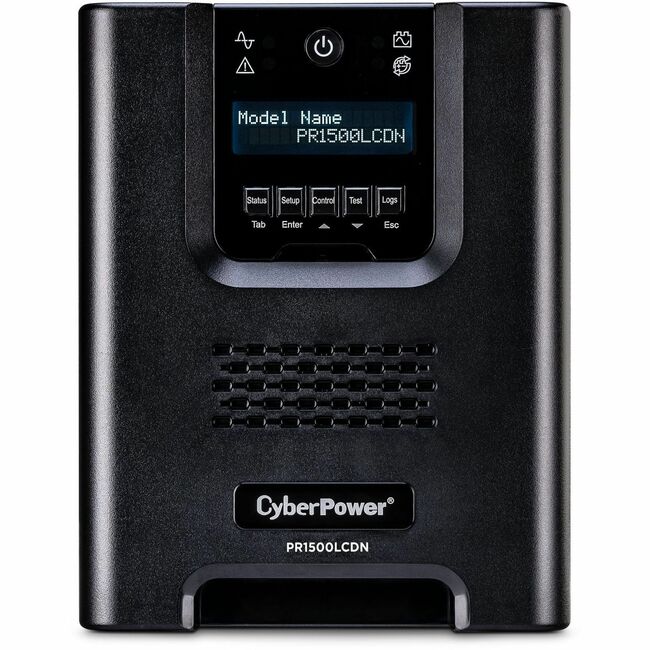 CyberPower PR1500LCDN Smart App Sinewave UPS Systems - 1500VA/1500W, 120 VAC, NEMA 5-15P, Mini-Tower, Sine Wave, 8 Outlets, LCD, PowerPanel&reg; Business, $375000 CEG, 3YR Warranty