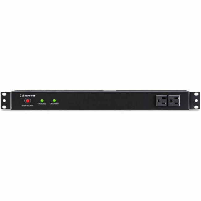 CyberPower RKBS15S2F8R Rackbar 10 - Outlet Surge with 3600 J - Clamping Voltage 400V, 15 ft, NEMA 5-15P, Straight, EMI/RFI Filtration, Black, Lifetime Warranty
