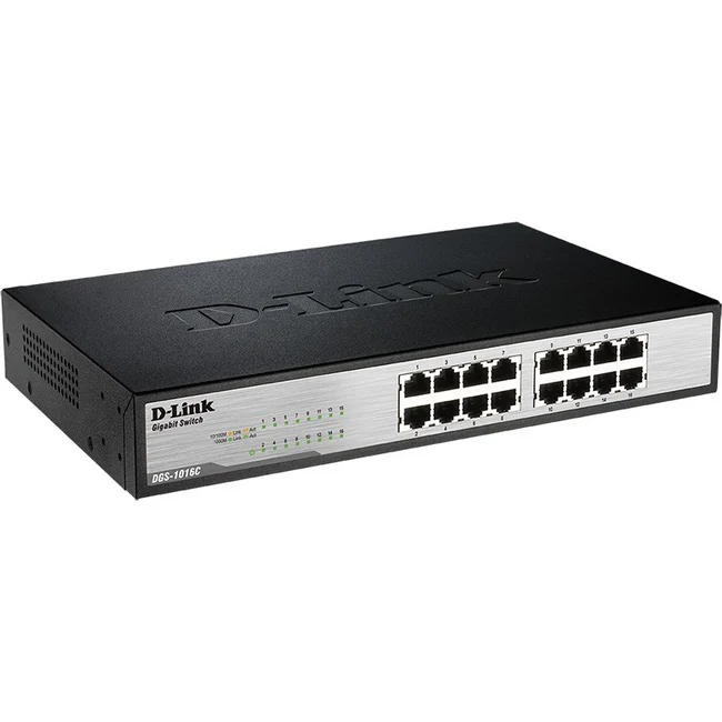 D-Link 16-Port Gigabit Unmanaged Switch - 16 Ports - 2 Layer Supported - 9.30 W Power Consumption - Twisted Pair - 1U High - Rack-mountable