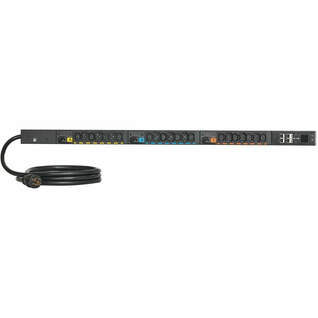 Eaton G4 3-Phase Metered Input Rack PDU, 120/208V, 42 Outlets, 16A, 5.8kW, L21-20 Input, 10 ft. Cord, 0U Vertical - Metered - NEMA L21-20P - 24 x IEC 60320 C13, 18 x IEC 60320 C39 - 120 V AC, 230 V AC - Circuit Breaker - Network (RJ-45) - 10 ft Cord Lengt