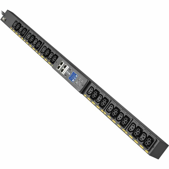 Eaton G4 Single-Phase Metered Input Rack PDU, 100-240V, 24 Outlets, 16A, 3.8kW, C20/L6-20 Input, 10 ft. Cord, 0U Vertical - Metered - IEC 60320 C20, NEMA L6-20P - 12 x IEC 60320 C13, 12 x IEC 60320 C39 - 120 V AC, 230 V AC - Network (RJ-45) - 10 ft Cord L