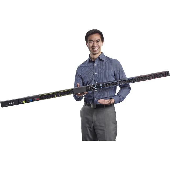 Eaton Metered Input rack PDU, 0U, 309-460P9 input, 17.3 kW max, 200-240V, 48A, 6 ft cord, Three-phase, Outlets: (48) C13, (12) C19 - IEC 60309 460P9 - 48 x IEC 60320 C13, 12 x IEC 60320 C19 - 230 V AC - 17.30 kW - Network (RJ-45) - 0U - Vertical - Rack-mo