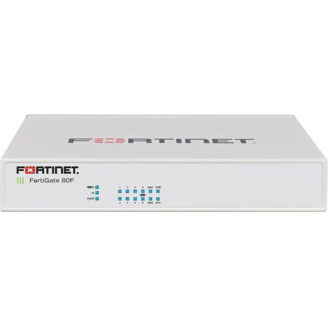 Fortinet FortiGate 80F Network Security/Firewall Appliance - 10 Port - 1000Base-T, 1000Base-X - Gigabit Ethernet - AES (256-bit), SHA-256 - 200 VPN - 10 x RJ-45 - 2 Total Expansion Slots - 3 Year 24x7 FortiCare and FortiGuard Unified (UTM) - Desktop, Wall