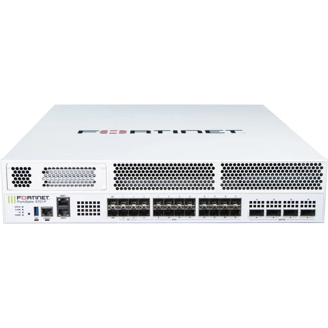 Fortinet FortiGate FG-3700F Network Security/Firewall Appliance - 10GBase-T - 10 Gigabit Ethernet - 10 GB/s Firewall Throughput - SSL - 40000 VPN - 28 Total Expansion Slots - 3 Year 3 Year FortiCare Premium and FortiGuard Unified Threat Protection (UTP) -