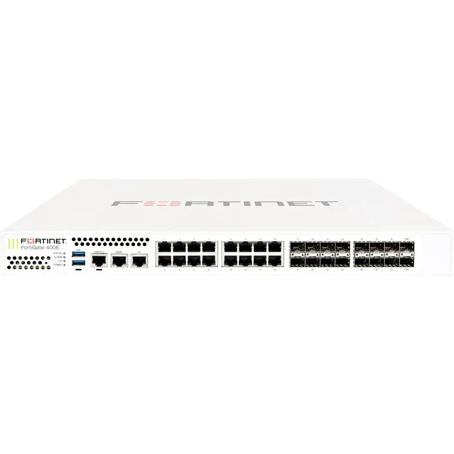 Fortinet FortiGate FG-401E Network Security/Firewall Appliance - 18 Port - 1000Base-X, 10/100/1000Base-T - Gigabit Ethernet - 4 GB/s Firewall Throughput - AES (256-bit), SHA-256 - 5000 VPN - 16 x RJ-45 - 16 Total Expansion Slots - 3 Year 24x7 FortiCare an
