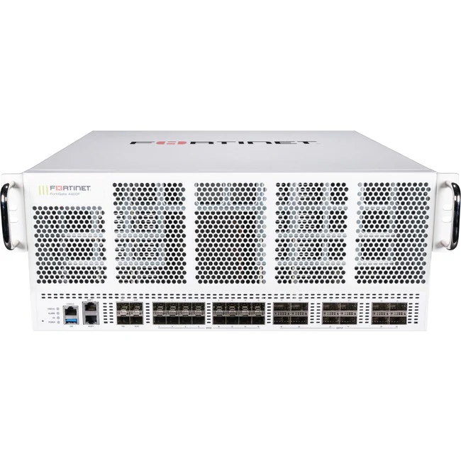 Fortinet FortiGate FG-4400F Network Security/Firewall Appliance - 1000Base-X, 10GBase-X, 40GBase-X, 100GBase-X - 100 Gigabit Ethernet - SHA-256, AES (256-bit) - 30000 VPN - 32 Total Expansion Slots - 4U - Rack-mountable