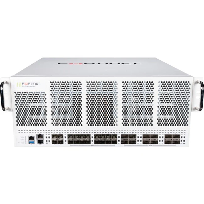 Fortinet FortiGate FG-4401F Network Security/Firewall Appliance - 1000Base-X, 10GBase-X, 40GBase-X, 100GBase-X - 100 Gigabit Ethernet - SHA-256, AES (256-bit) - 30000 VPN - 32 Total Expansion Slots - 3 Year 24x7 FortiCare and FortiGuard UTP - 4U - Rack-mo
