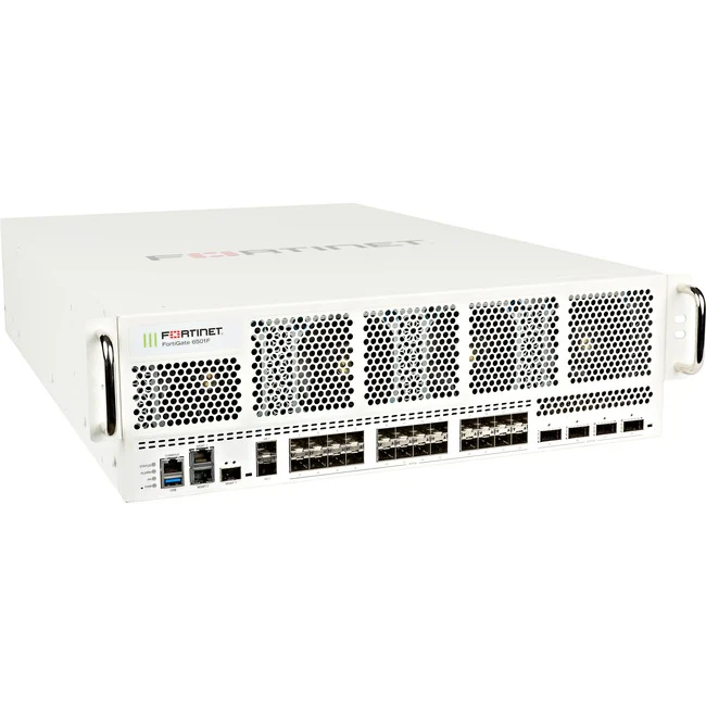 Fortinet FortiGate FG-6501F-DC Network Security/Firewall Appliance - 100GBase-X, 40GBase-X, 10GBase-X - 100 Gigabit Ethernet - AES (256-bit), SHA-256 - 30000 VPN - 30 Total Expansion Slots - 3U - Rack-mountable