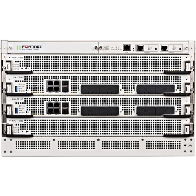 Fortinet FortiGate FG-7040E-DC Network Security/Firewall Appliance - AES (256-bit), SHA-1 - 48000 VPN - 4 Total Expansion Slots - 5 Year 24x7 FortiCare and Unified Threat Protection (UTP) - 6U - Rack-mountable