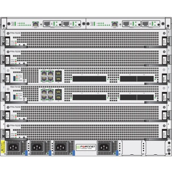 Fortinet FortiGate FG-7060E-9-DC Network Security/Firewall Appliance - AES (256-bit), SHA-1 - 48000 VPN - 6 Total Expansion Slots - 1 Year 24x7 FortiCare and FortiGuard UTP - 8U - Rack-mountable
