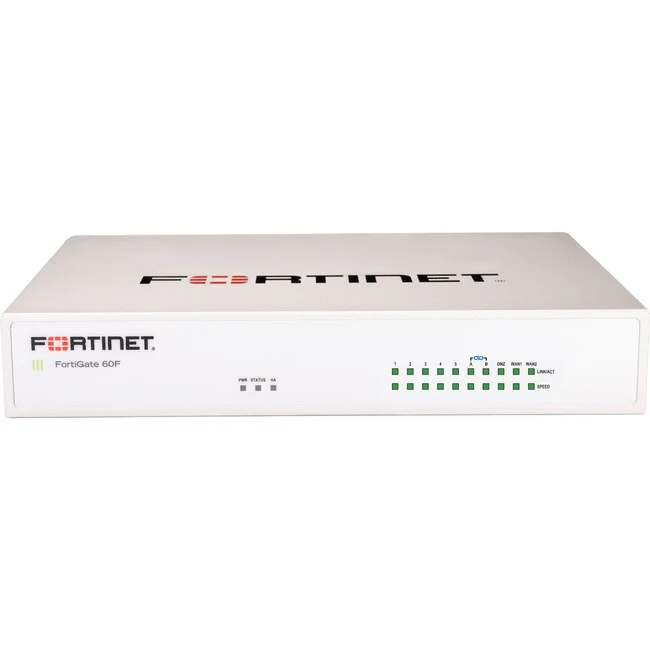Fortinet FortiWifi FWF-61F Network Security/Firewall Appliance - 10 Port - 10/100/1000Base-T - Gigabit Ethernet - Wireless LAN IEEE 802.11ac - SHA-256, AES (256-bit) - 200 VPN - 9 x RJ-45 - 1 Year 24x7 FortiCare Support + FortiGuard Unified Threat Protect
