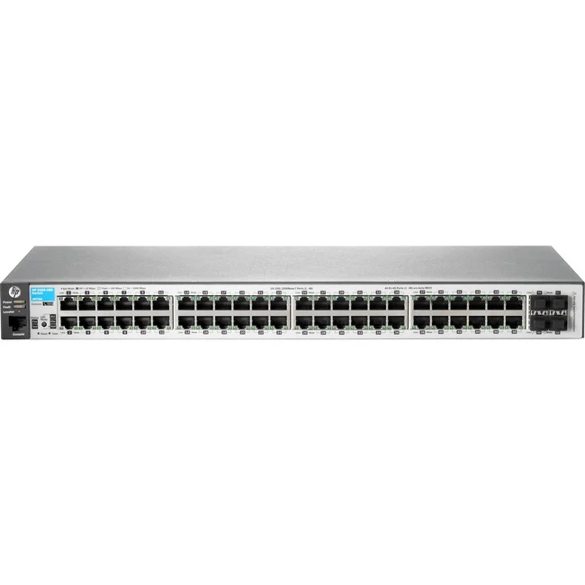 HPE 2530-48G Switch - 48 Ports - Manageable - Gigabit Ethernet - 10/100/1000Base-T, 1000Base-X - Refurbished - 2 Layer Supported - 4 SFP Slots - Twisted Pair, Optical Fiber - 1U High - Desktop, Rack-mountable, Wall Mountable