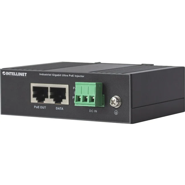 Intellinet Industrial Gigabit Ultra PoE Injector, 1 x 60 W Port, IEEE 802.3bt/at/af Power over Ethernet (Ultra POE/PoE+/PoE), Metal Housing - 1 x Gigabit Ethernet Input Port(s) - 1 x PoE Output Port(s) - 60 W - Black