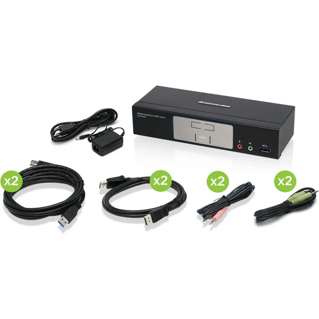 IOGEAR 2-Port DisplayPort 1.2 KVMP Switch - 2 Computer(s) - 1 Local User(s) - 4096 x 2160 - 6 x USB - Desktop - 3 x DisplayPort - TAA Compliant