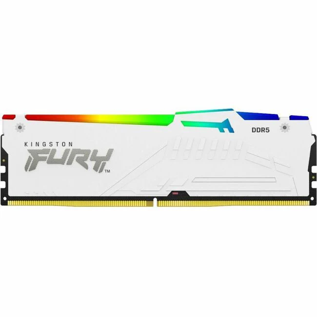 Kingston 128GB (4x32GB) DDR5 5200MT/s CL40 FURY Beast White RGB XMP - For Motherboard - 128 GB (4 x 32GB) - RGB - DDR5-5200/PC5-41600 DDR5 SDRAM - 5200 MHz Dual-rank Memory - CL40 - 1.25 V - Non-ECC - Unbuffered - 288-pin - DIMM - Lifetime Warranty