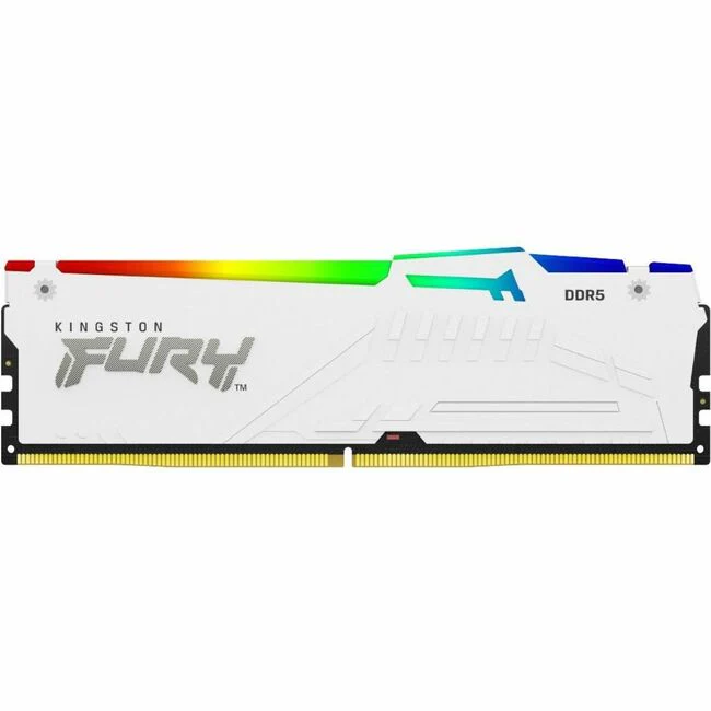 Kingston 64GB (4x16GB) DDR5 5600MT/s CL40 FURY Beast White RGB XMP - For Motherboard - 64 GB (4 x 16GB) - RGB - DDR5-5600/PC5-44800 DDR5 SDRAM - 5600 MHz Single-rank Memory - CL40 - 1.25 V - Non-ECC - Unbuffered - 288-pin - DIMM - Lifetime Warranty