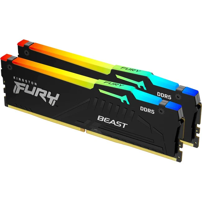 Kingston FURY Beast 32GB (2 x 16GB) DDR5 SDRAM Memory Kit - For Desktop PC, Motherboard - 32 GB (2 x 16GB) - DDR5 5200/PC5-41600 DDR5 SDRAM - 5200 MHz Single-rank Memory - CL40 - 1.25 V - Non-ECC - Unbuffered - 288-pin - DIMM - Lifetime Warranty