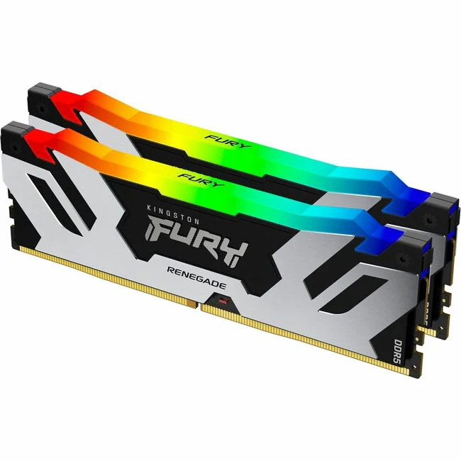 Kingston FURY Renegade 48GB (2 x 24GB) DDR5 SDRAM Memory Kit - For Motherboard - 48 GB (2 x 24GB) - RGB - DDR5-7200/PC5-57600 DDR5 SDRAM - 7200 MHz Single-rank Memory - CL38 - 1.45 V - Non-ECC - Unbuffered - 288-pin - DIMM