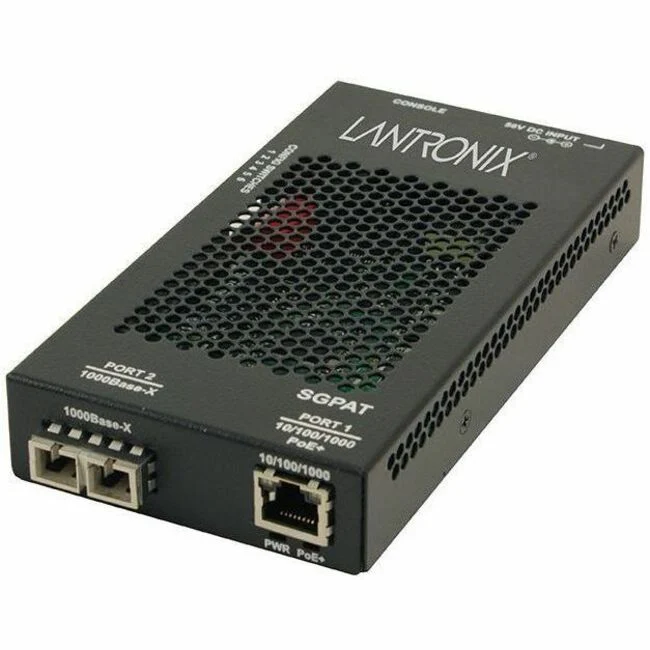 Lantronix SGPAT1013-105 Transceiver/Media Converter - 1 x Network (RJ-45) - 1x PoE+ (RJ-45) Ports - 1 x SC Ports - Multi-mode - 850 nm Fiber - Gigabit Ethernet - 10/100/1000Base-T, 1000Base-SX - 1000 Mbit/s - 1804.46 ft - AC/DC - Wall Mountable, DIN Rail