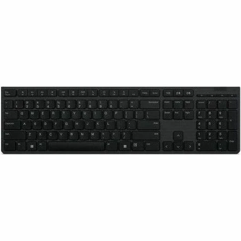 Lenovo Professional Wireless Rechargeable Keyboard-French Canadian 058 - Wireless Connectivity - Bluetooth - 2.40 GHz - USB Type A Interface - Windows 10 x64, Windows 11 x64 - French (Canada) - PC - Scissors Keyswitch - Gray