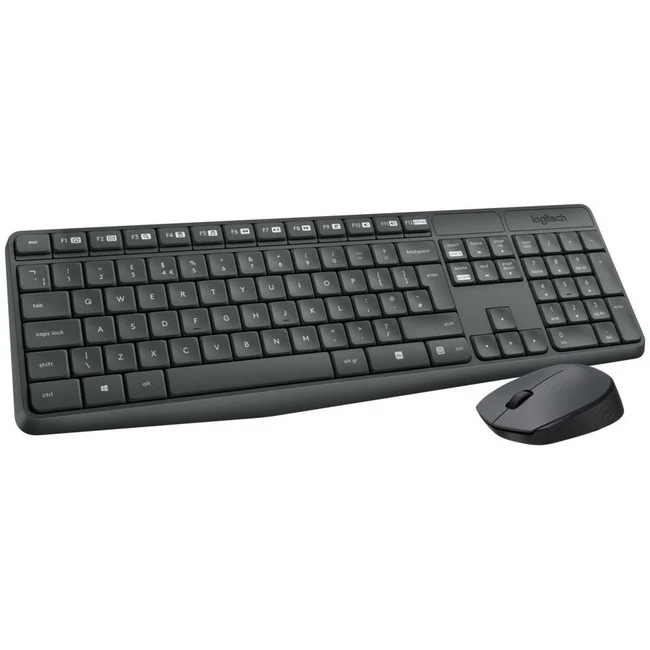 Logitech MK235 Wireless Keyboard and Mouse Combo for Windows, 2.4 GHz Wireless Unifying USB Receiver, 15 FN Keys, Long Battery Life, Compatible with PC, Laptop (French Layout) - USB Wireless RF Keyboard - French - USB Wireless RF Mouse - Optical - 3 Butto