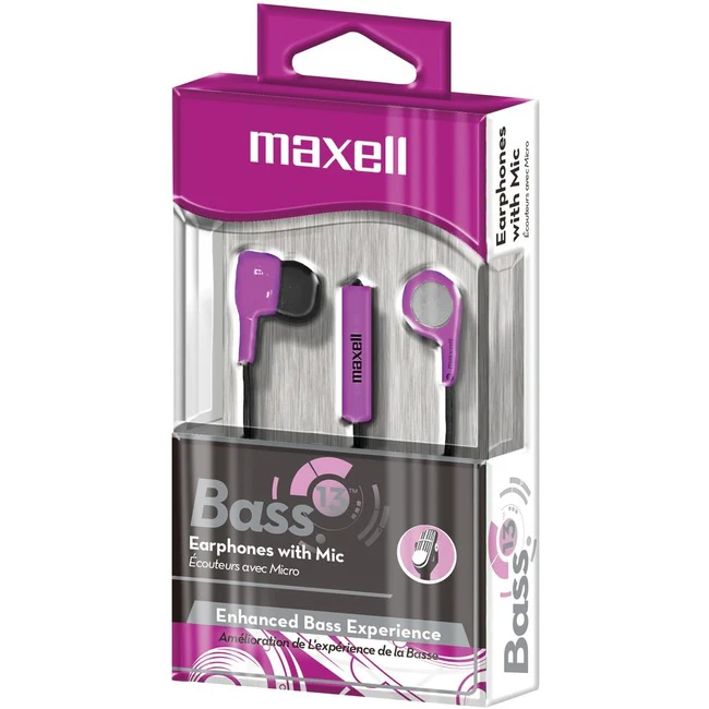 Maxell B-13 Earset - Wired - Earbud - In-ear - Purple