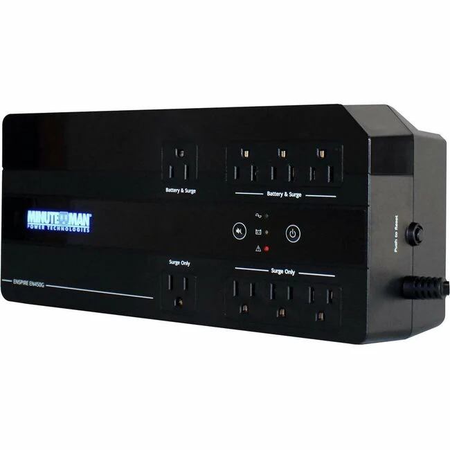 Minuteman Enspire-G EN450G 450VA Compact/Desktop/Floor/Wall Mountable UPS - Compact/Desktop/Floor/Wall Mountable - 3 Minute Stand-by - 120 V AC Input - 140 V AC, 120 V AC, 95 V AC Output - Simulated Sine Wave - LED Display - 4 x Battery/Surge Outlet