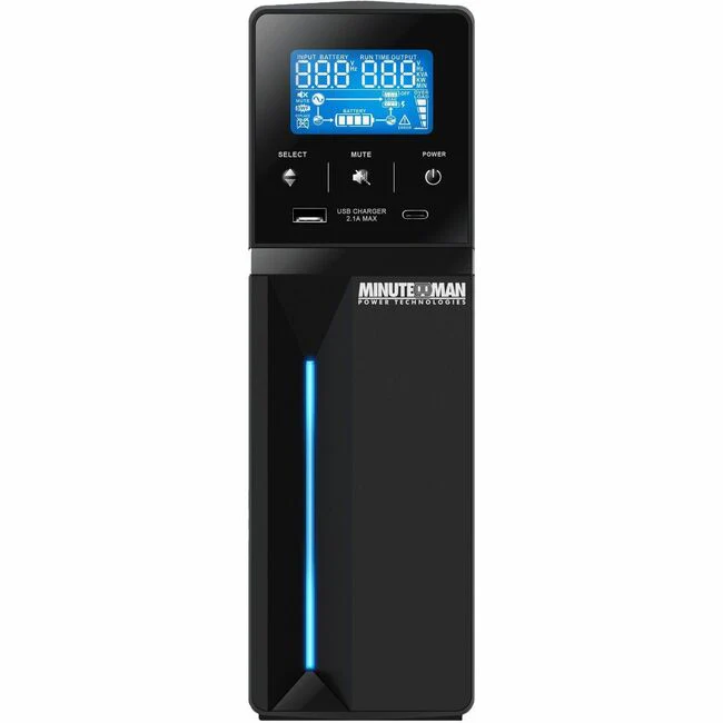 Minuteman Entrust-LG ETR550LG 550VA Mini-tower UPS - Mini-tower - AVR - 120 V AC Input - 104 V AC, 140 V AC, 120 V AC Output - Step Simulated Sine Wave - LCD Display - 8 x NEMA 5-15R - 4 x Battery/Surge Outlet
