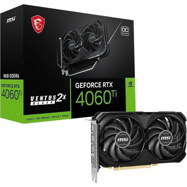 MSI NVIDIA GeForce RTX 4060 Ti Graphic Card - 8 GB GDDR6 - 7680 x 4320 - 2.58 GHz Boost Clock - 128 bit Bus Width - PCI Express 4.0 x16 - DisplayPort - 3 x DisplayPort - HDMI