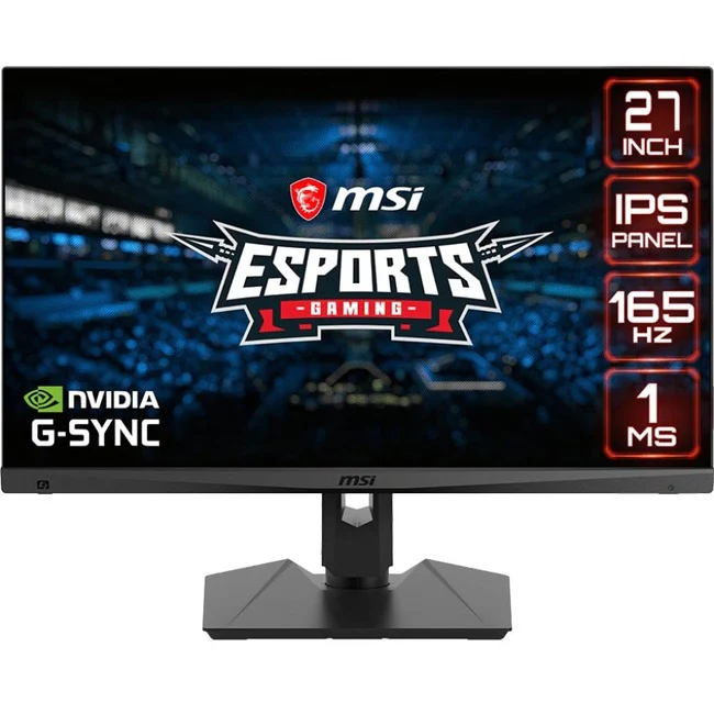 MSI Optix MAG274R2 27" Class Full HD Gaming LCD Monitor - 16:9 - Black - 27" Viewable - In-plane Switching (IPS) Technology - LED Backlight - 1920 x 1080 - 1.07 Billion Colors - G-sync Compatible - 300 Nit - 1 ms - 165 Hz Refresh Rate - HDMI - DisplayPort
