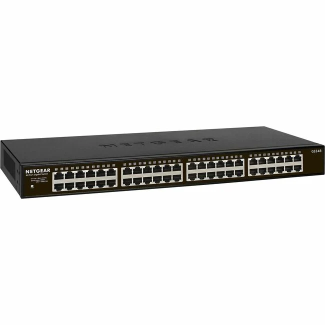 Netgear 48-port Gigabit Ethernet Rackmount Unmanaged Switch (GS348) - 48 Ports - Gigabit Ethernet - 10/100/1000Base-T - 2 Layer Supported - Twisted Pair - Rack-mountable, Desktop - 3 Year Limited Warranty