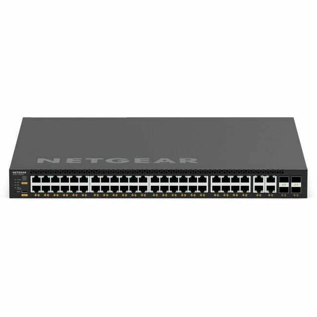 Netgear AV Line M4350-44M4X4V Ethernet Switch - 48 Ports - Manageable - 25 Gigabit Ethernet - 10GBase-X, 25GBase-X, 1000Base-X, 10GBase-T, 2.5GBase-T, 5GBase-T, 10/100/1000Base-T - 3 Layer Supported - Modular - 550 W Power Consumption - 194 W PoE Budget -