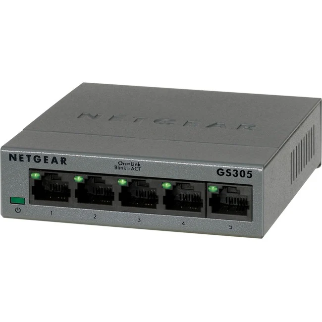 Netgear GS305 Ethernet Switch - 5 Ports - 10/100/1000Base-T - 2 Layer Supported - Desktop, Wall Mountable - 2 Year Limited Warranty