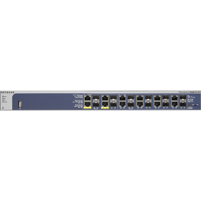 NETGEAR M4100 12GF Managed Switch, GSM7212F - 12 Ports - Manageable - Gigabit Ethernet, Fast Ethernet - 10/100/1000Base-T - 2 Layer Supported - 12 SFP Slots - Twisted Pair - 1U High - Desktop, Rack-mountable - Lifetime Limited Warranty