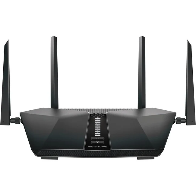 Netgear Nighthawk AX5 RAX43 Wi-Fi 6 IEEE 802.11ax Ethernet Wireless Router - Dual Band - 2.40 GHz ISM Band - 5 GHz UNII Band - 4 x Antenna(4 x External) - 525 MB/s Wireless Speed - 4 x Network Port - 1 x Broadband Port - USB - Gigabit Ethernet - VPN Suppo
